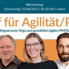 Speaker für den PM Brückentag 10.8.2023: Ist eure Organisation eigentlich reif für Agilität/PM/NewWork?